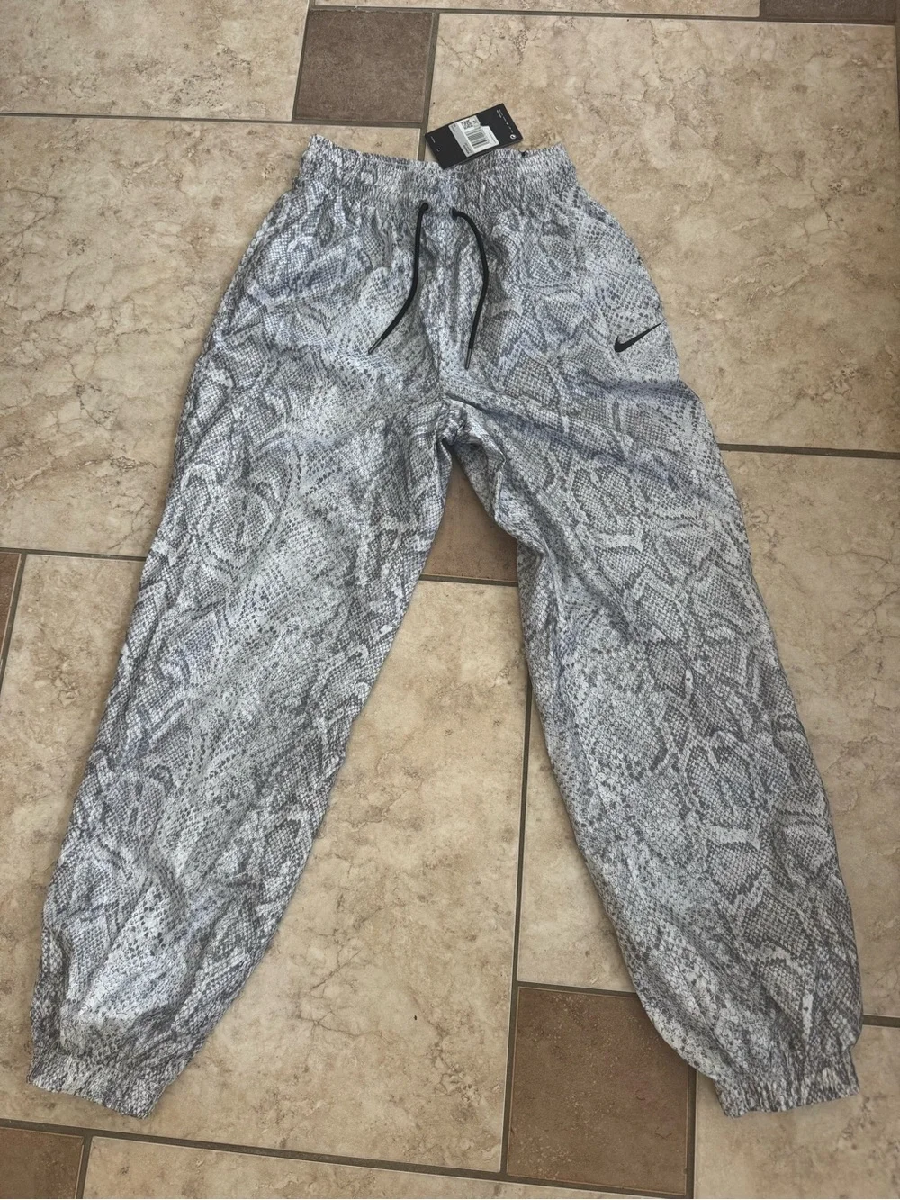 Nike Kids Gray Snake-Print Joggers with Black Swoosh